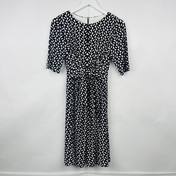 Maggy London Pearl Faux Wrap Geo Print Midi Dress Size 6 - Picture 1 of 13